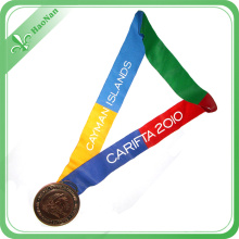 Fita da medalha da largura da correia 30mm da sublimação com decoração do metal